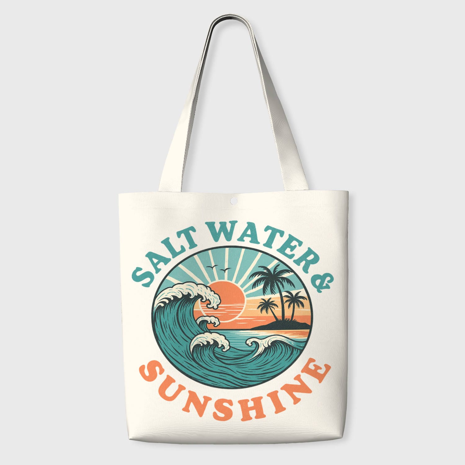 Retro Beach Print Tote Bag for Beach Lovers Summer Use