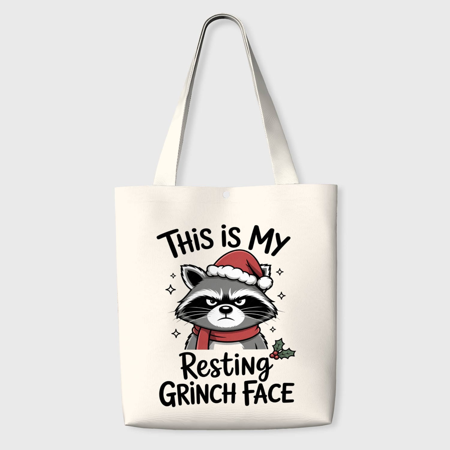 Funny Raccoon Grinch Tote Bag for Christmas Lovers Daily Use