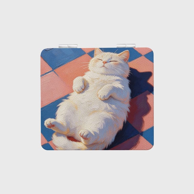 Cute Sleeping Cat Pocket Makeup Mirror for Cat Lovers Gift