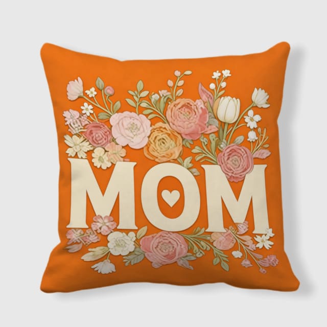 Floral MOM Satin Throw Pillow for Mom Mother’s Day Gift