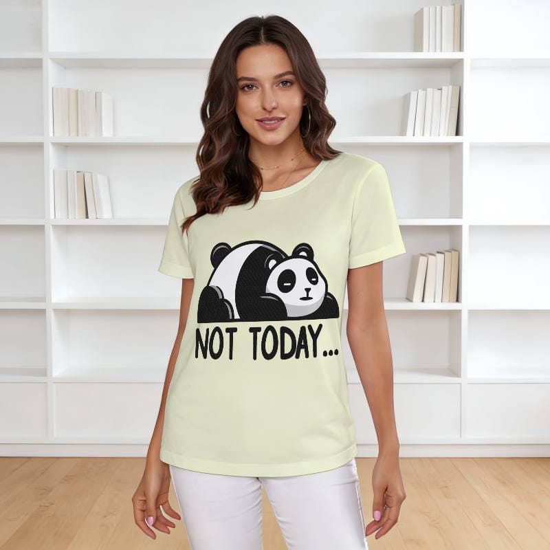 Funny Not Today Panda T-Shirt for Women Daily Casual Wear
