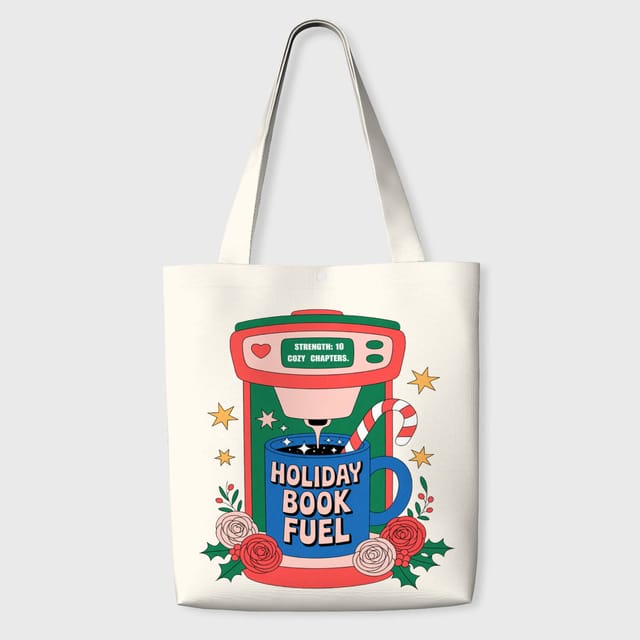 Holiday Book Fuel Tote Bag for Book Lovers Christmas Gift