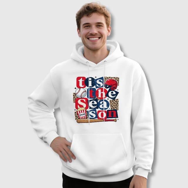 Tis The Season Baseball Graphic Hoodie for Fans Game Day Gifts