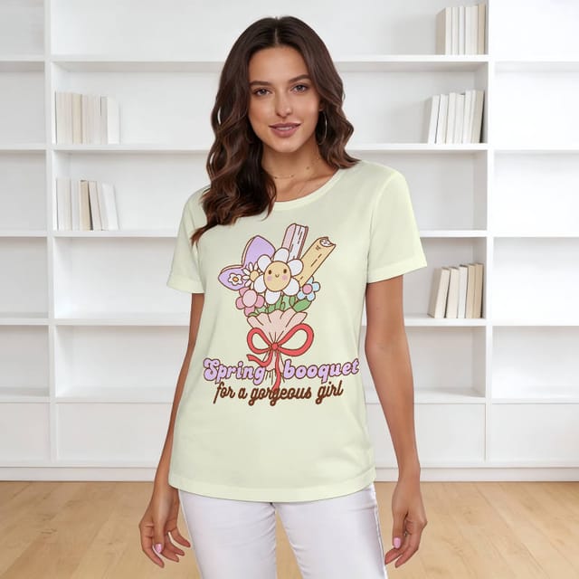 Cute Book Bouquet Women's T-Shirt for Her Daily Wear