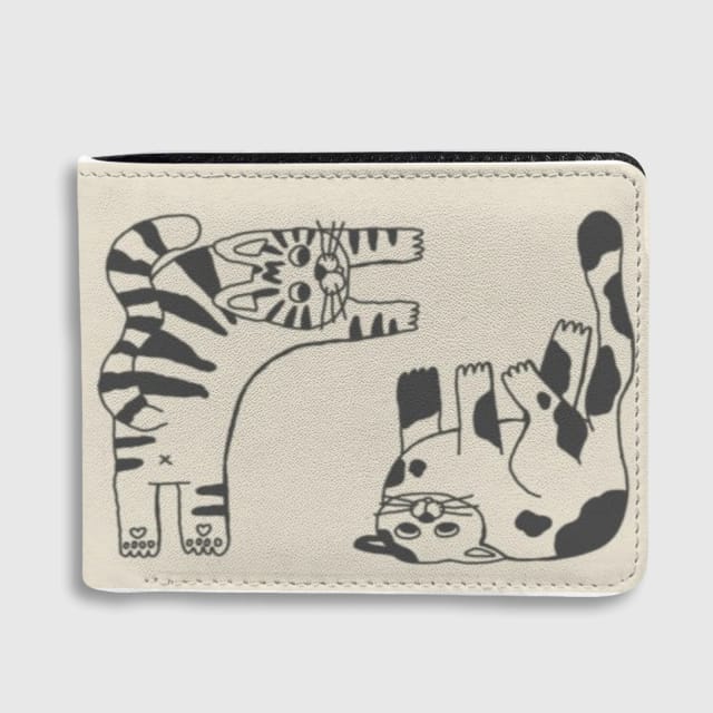 Cute Cat Line Art Bifold Wallet for Cat Lovers Daily Use