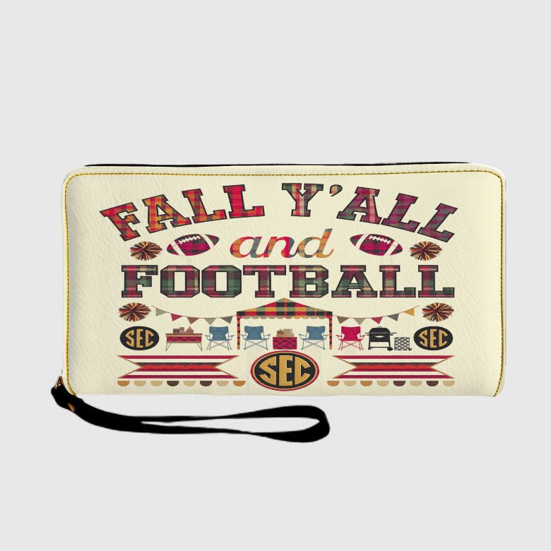 Fall Y'all Football SEC Zipper Wallet for College Football Fans Game Day Gifts