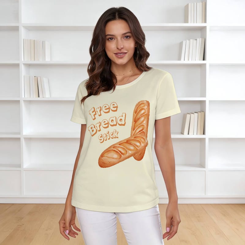 Women's Funny Bread Stick Graphic Tee for Food Lovers