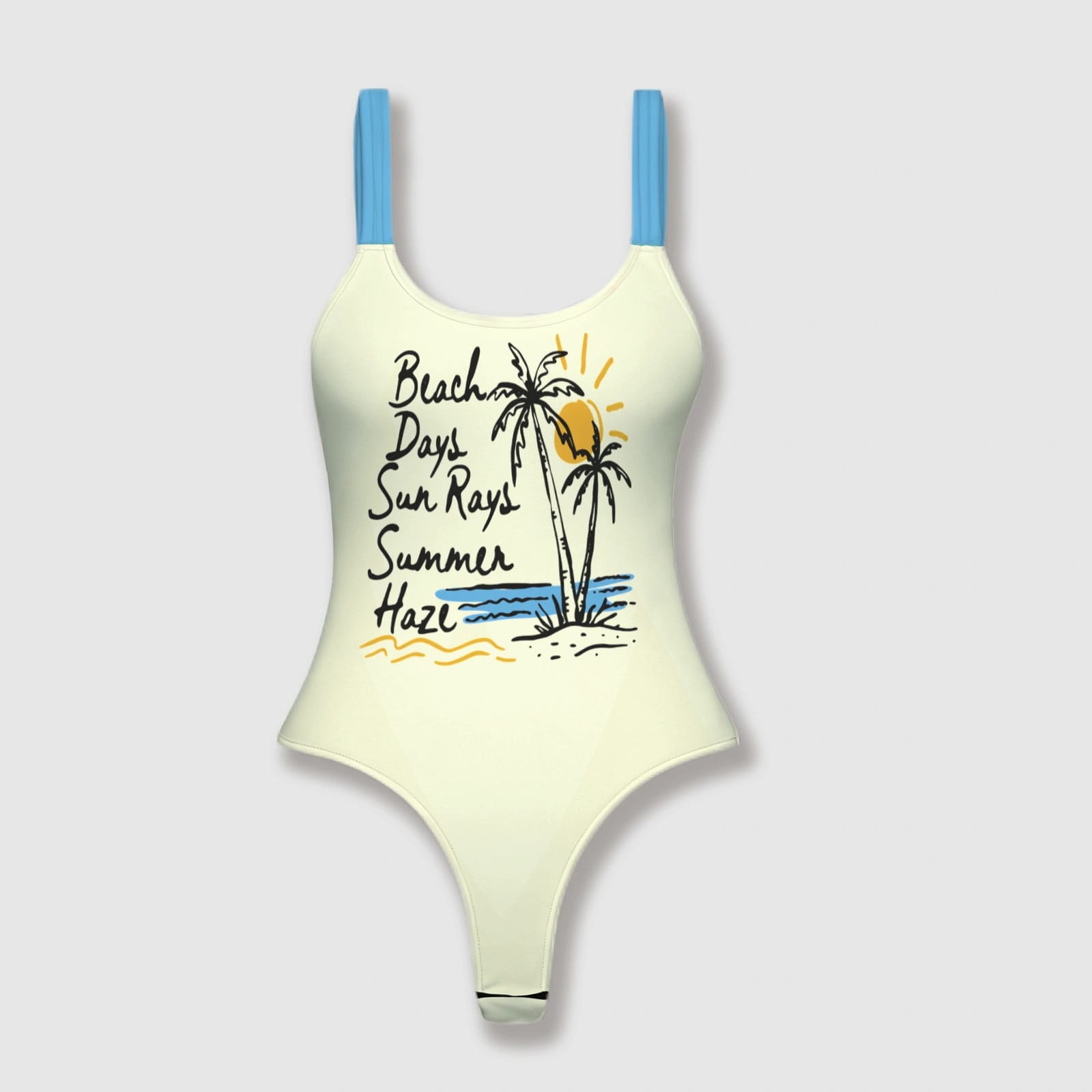 Beach Palm Quote Thong One-Piece Swimsuit for Women Beach Trips