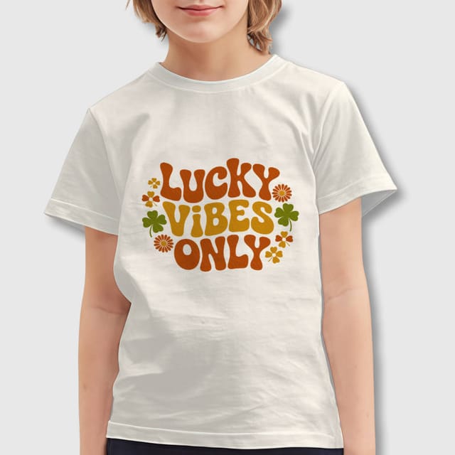 Retro Lucky Vibes Only Kids T-Shirt St Patrick's Day Gift