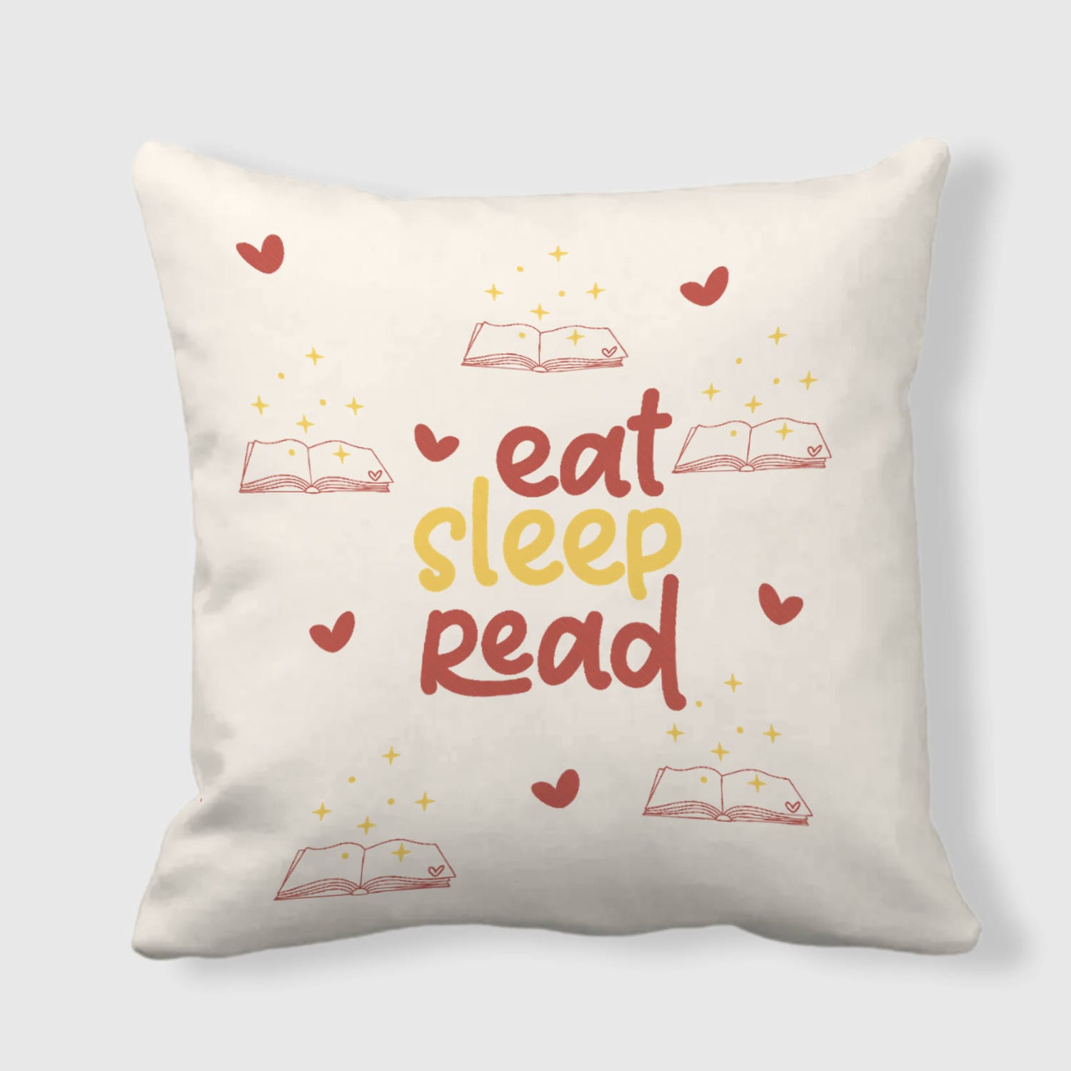 Eat Sleep Read Quote Throw Pillow for Book Lovers Gift