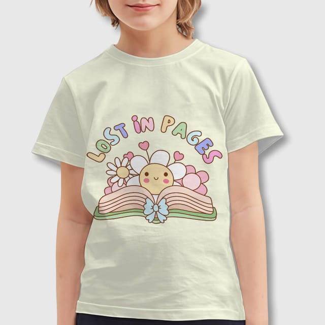 Cute Floral Book Kids T-Shirt for Book Lovers Back to School