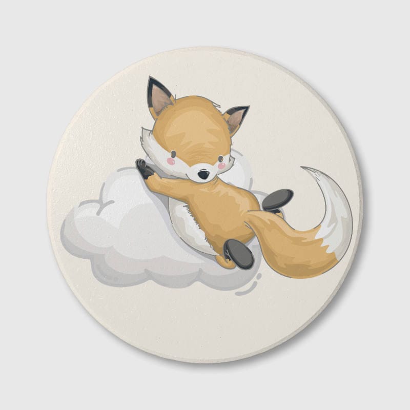 Cute Cloud Fox Ceramic Coaster for Fox Lovers Daily Use