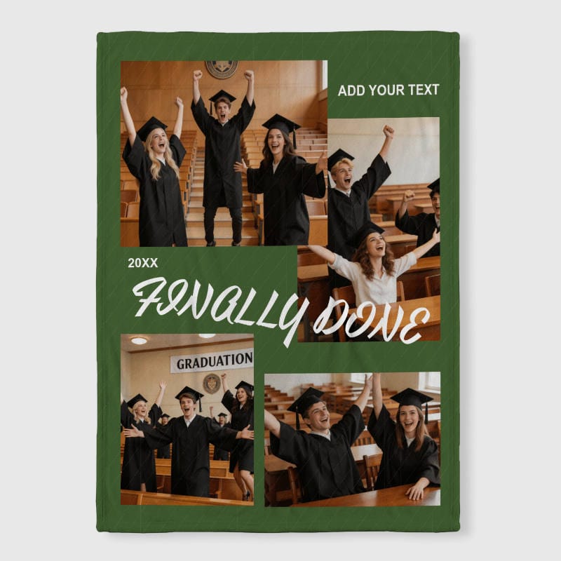 Custom Grad Photo Collage Fleece Blanket Grad Gift - 1