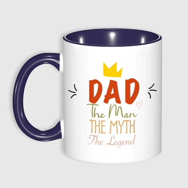 Dad The Man The Myth Quote Accent Coffee Mug for Father's Day Gift