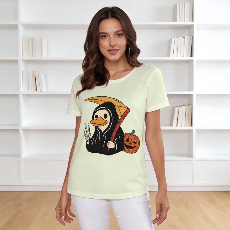Funny Grim Reaper Duck T-Shirt for Women Halloween Wear
