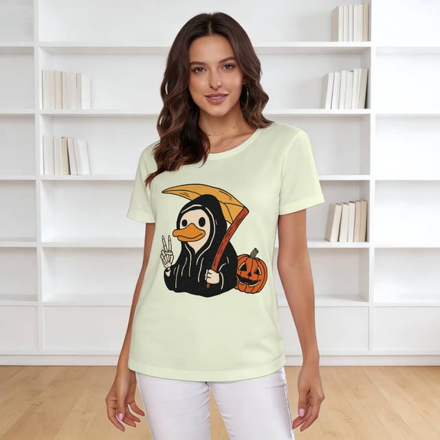 Funny Grim Reaper Duck T-Shirt for Women Halloween Wear