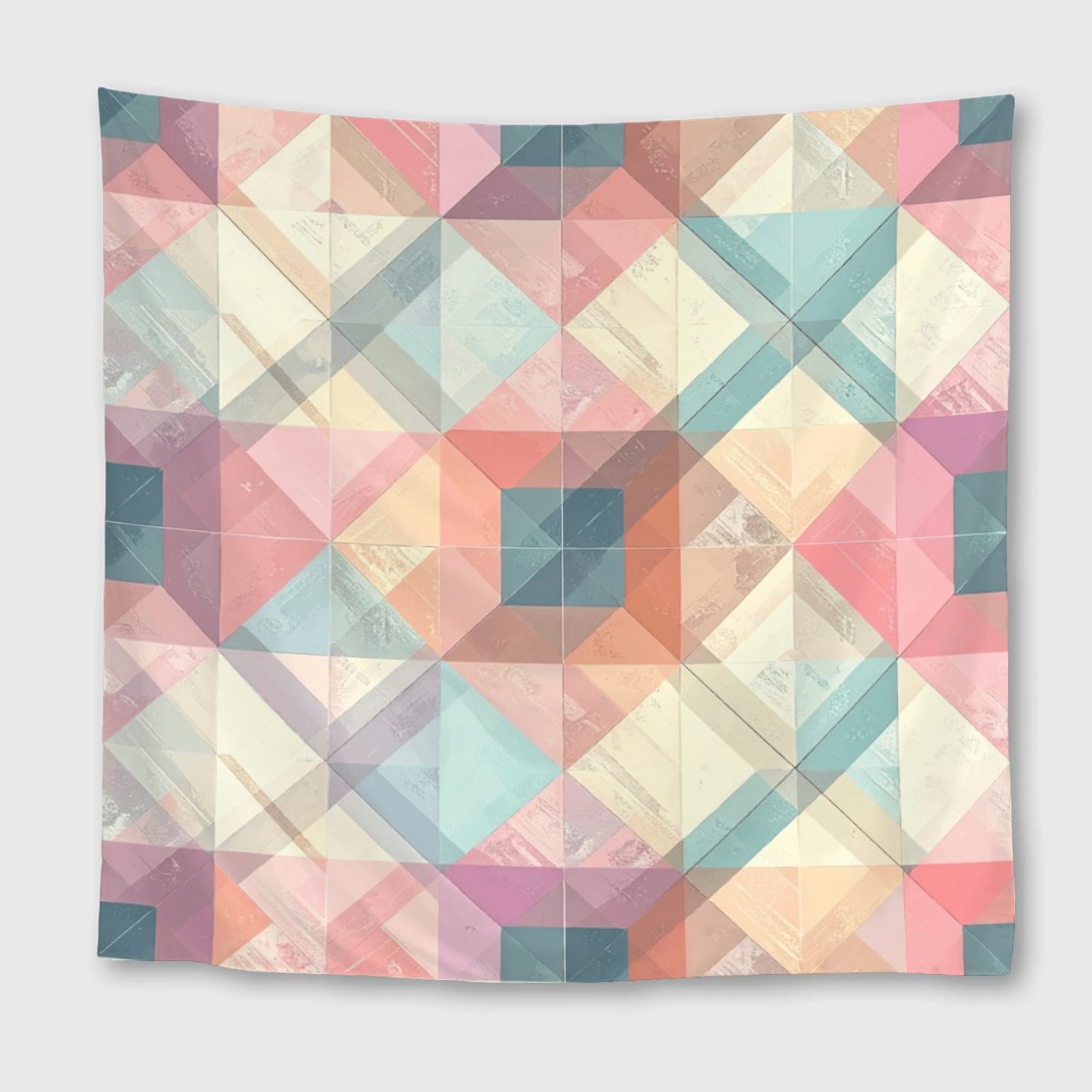 Pastel Geometric Mosaic Square Towel for Daily Home Use