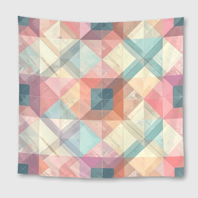 Pastel Geometric Mosaic Square Towel for Daily Home Use