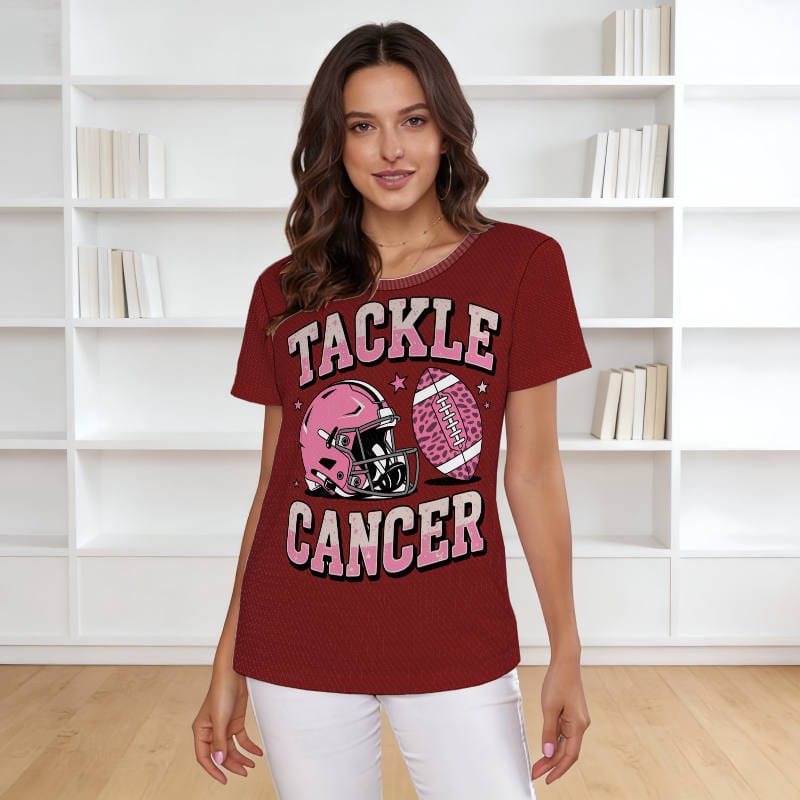 Breast Cancer Tackle Football T-Shirt for Women Game Days