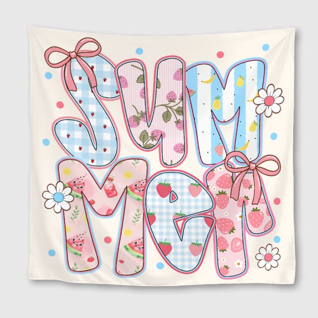 Strawberry Summer Floral Square Towel for Women Daily Use