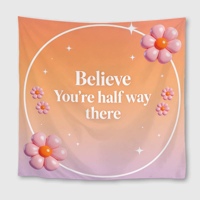 Floral Motivational Square Towel for Her Gift