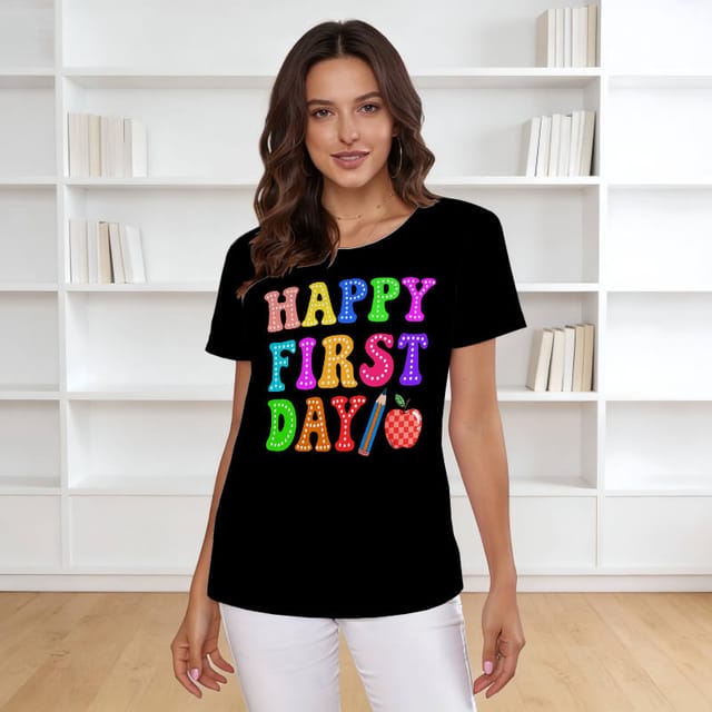 Colorful Happy First Day Tee for Teachers Back To School