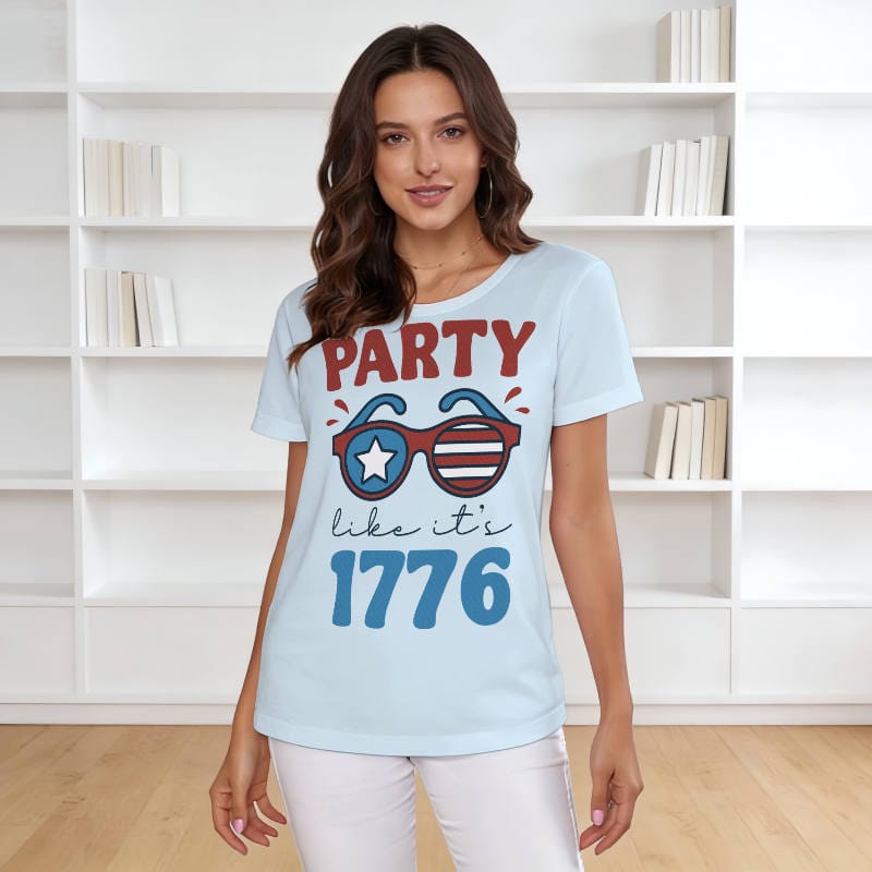 Patriotic Party 1776 Graphic T-Shirt for Women 4th of July