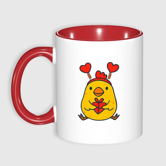 Cute Heart Chick Ceramic Coffee Mug for Valentine's Day Gift