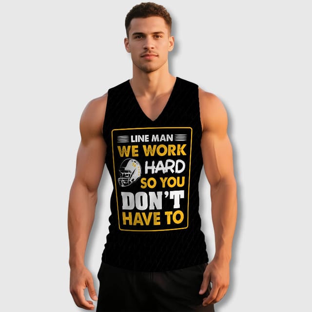 Line Man Quote Workout Tank Top for Football Linemen Gift