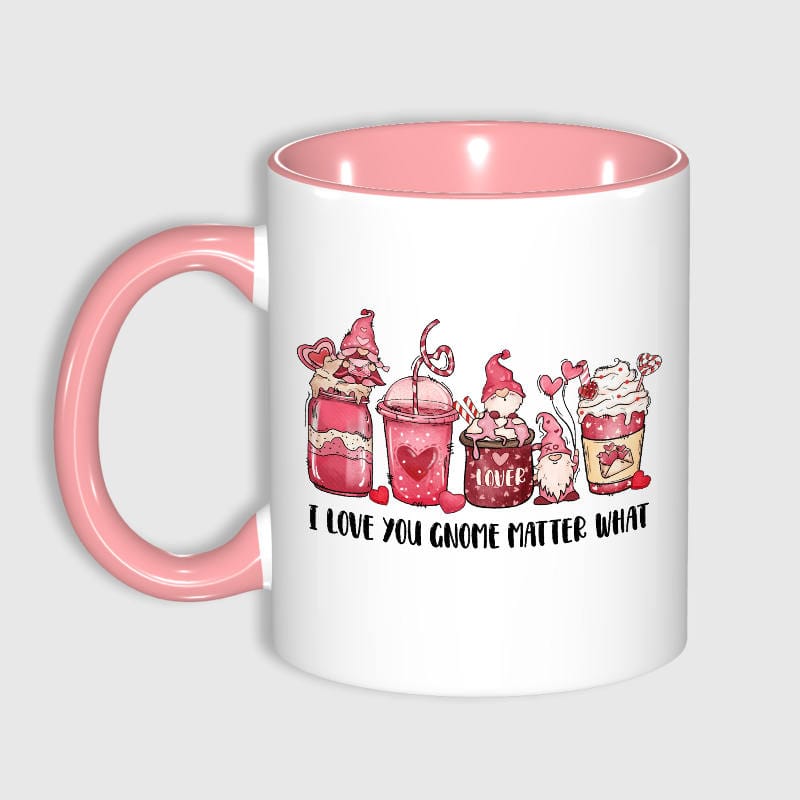Funny Gnome Pun 11oz Pink Mug for Couples Valentine Gift - 1