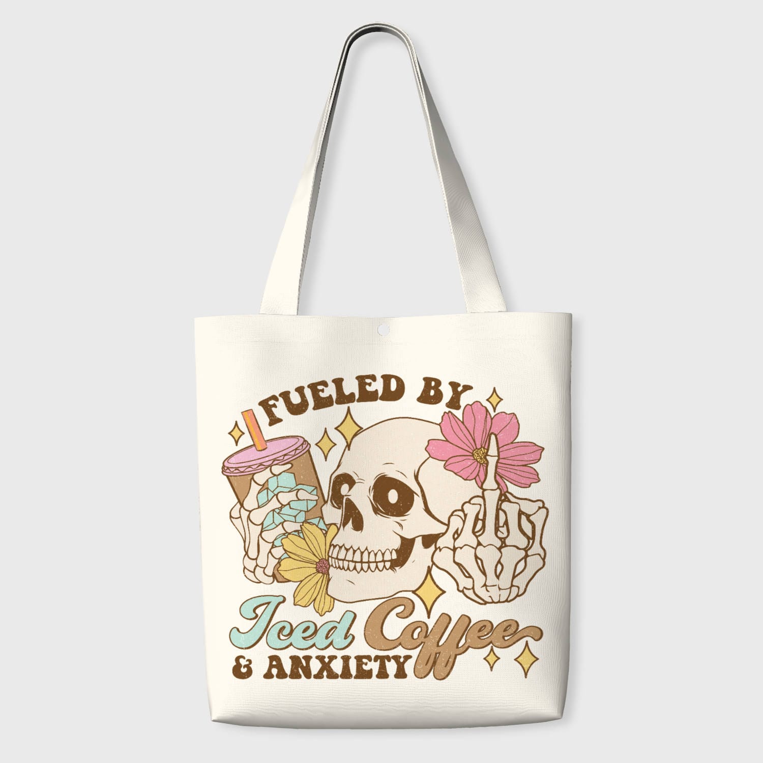Skull Iced Coffee Tote Bag for Coffee Lovers Gift