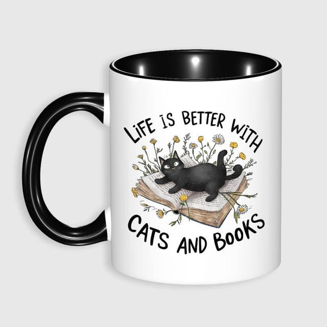 Cat & Book Quote 11oz Mug for Cat Lovers Daily Gift