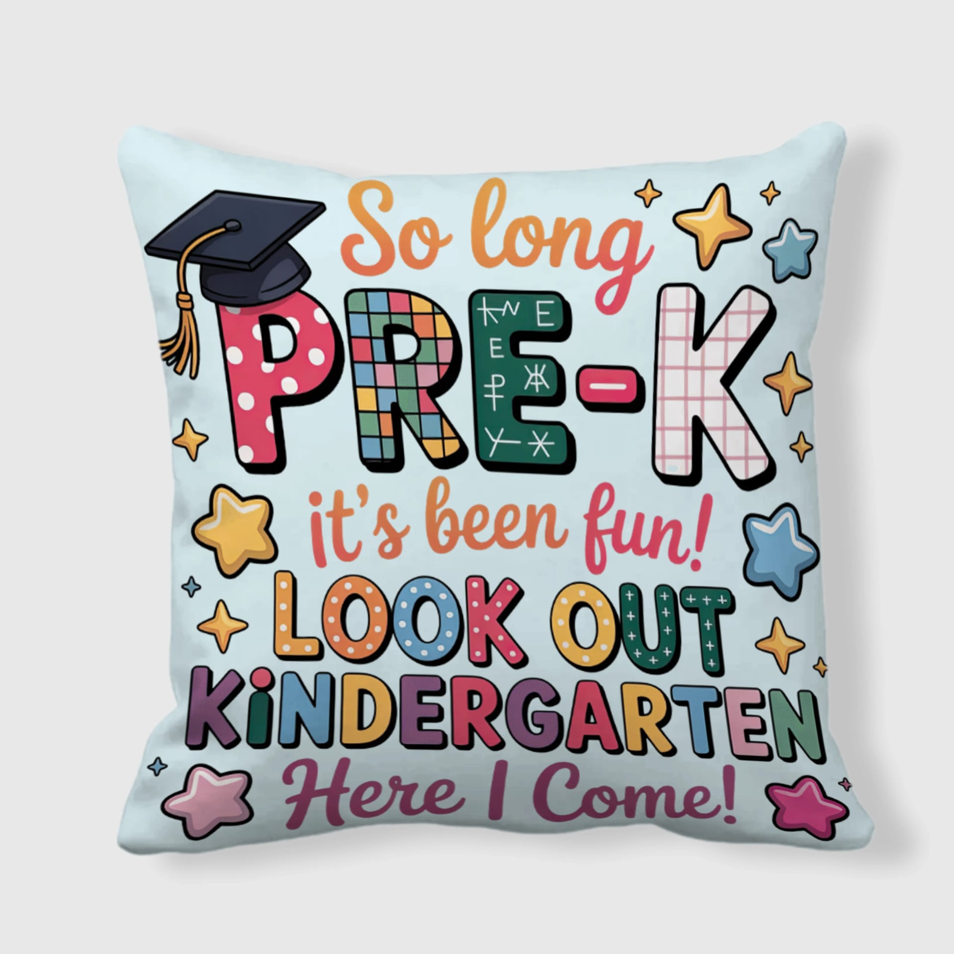 So Long Pre-K Grad Quote Throw Pillow for Back to School Gift