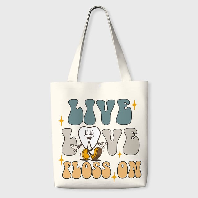 Funny Tooth Cartoon Tote Bag for Dentists Appreciation Gift