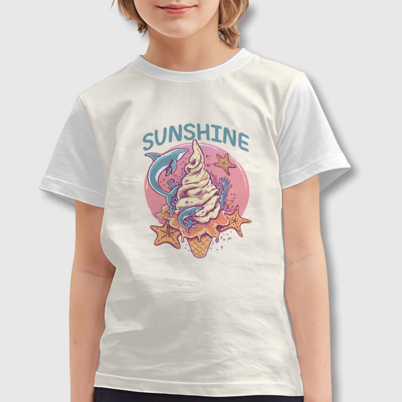 Summer Dolphin Ice Cream Kids T-Shirt for Summer Daily Wear