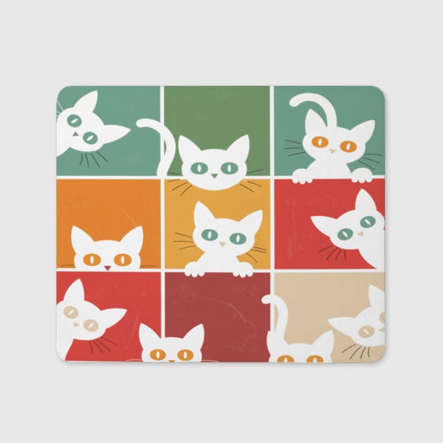 Retro Cat Grid Mouse Pad for Pet Lovers Daily Use
