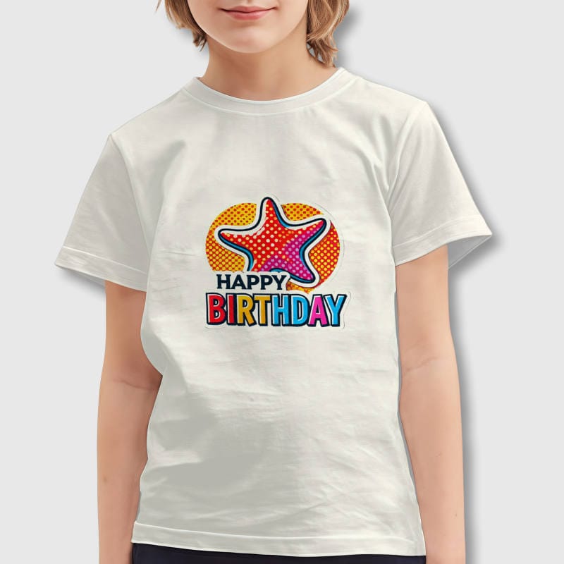 Pop Art Happy Birthday Star Kids T-Shirt for Birthday Parties