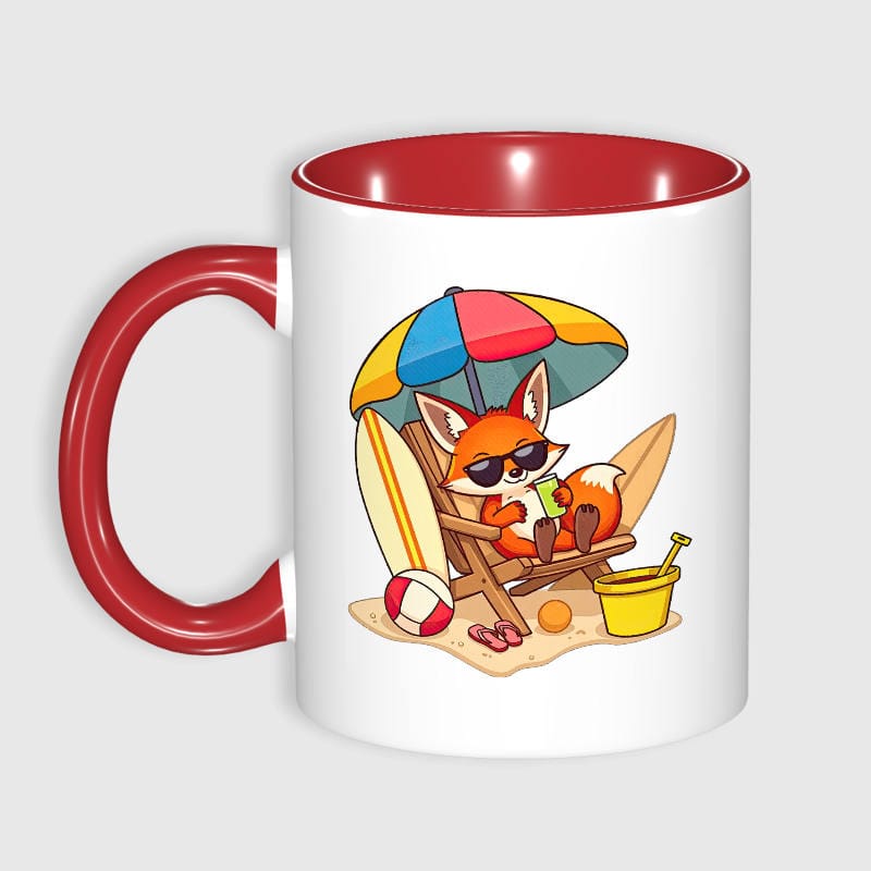 Summer Beach Fox Ceramic Mug for Fox Lovers Daily Use