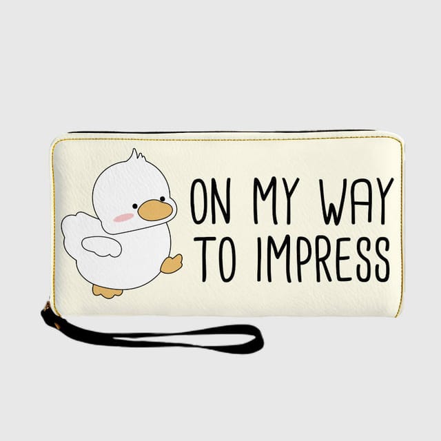 Cute Duck Funny Quote Wristlet Wallet for Daily Use Gift