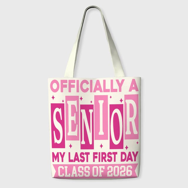 Pink Senior 2026 Quote Tote Bag for Class of 2026 Back to School