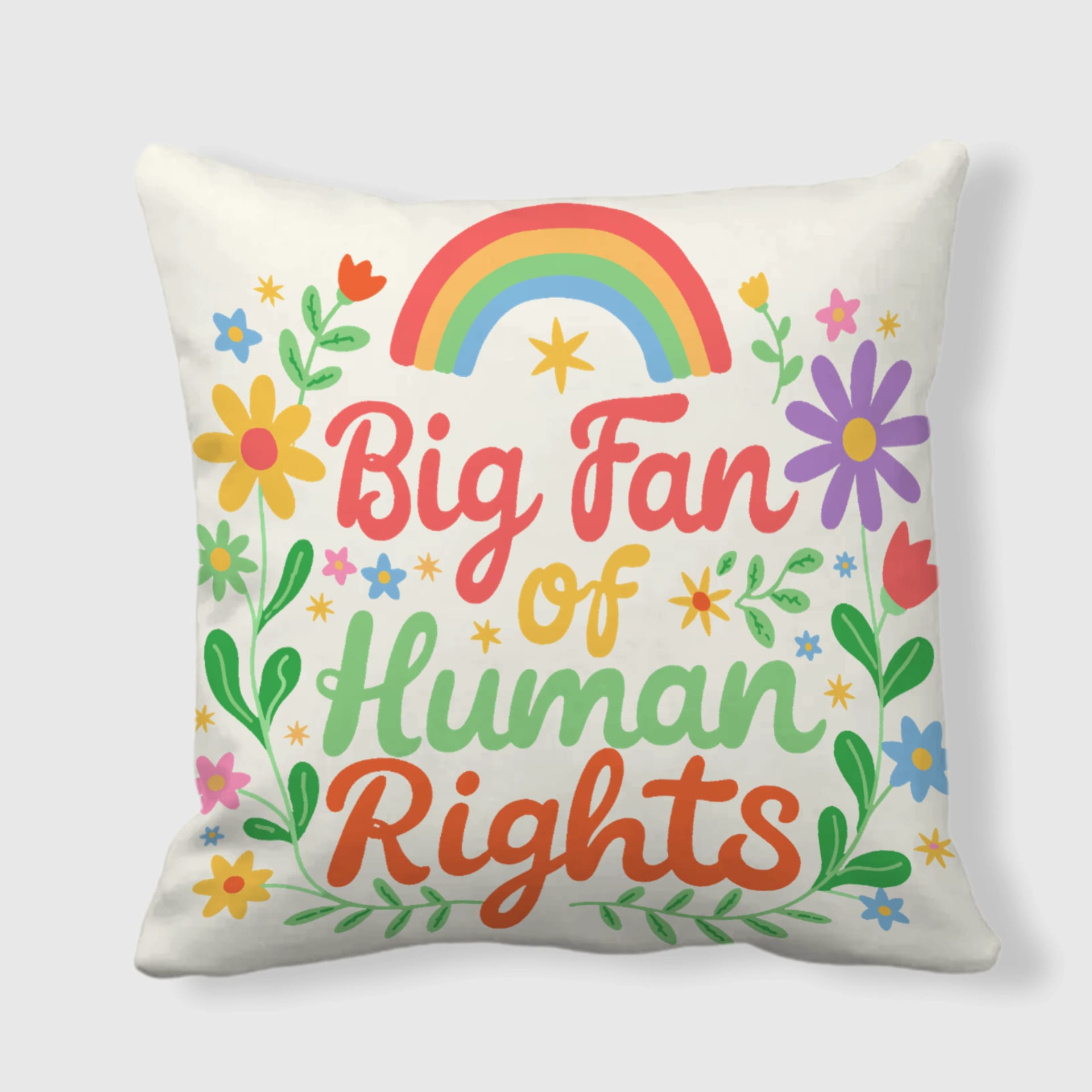 Floral Rainbow Human Rights Throw Pillow for Ally Gifts