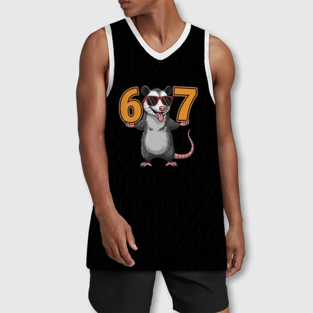 Funny Opossum 67 Basketball Jersey for Men Birthdays