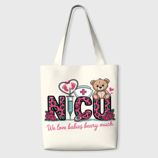 NICU Leopard Print Tote Bag for Nurses Valentine's Gift