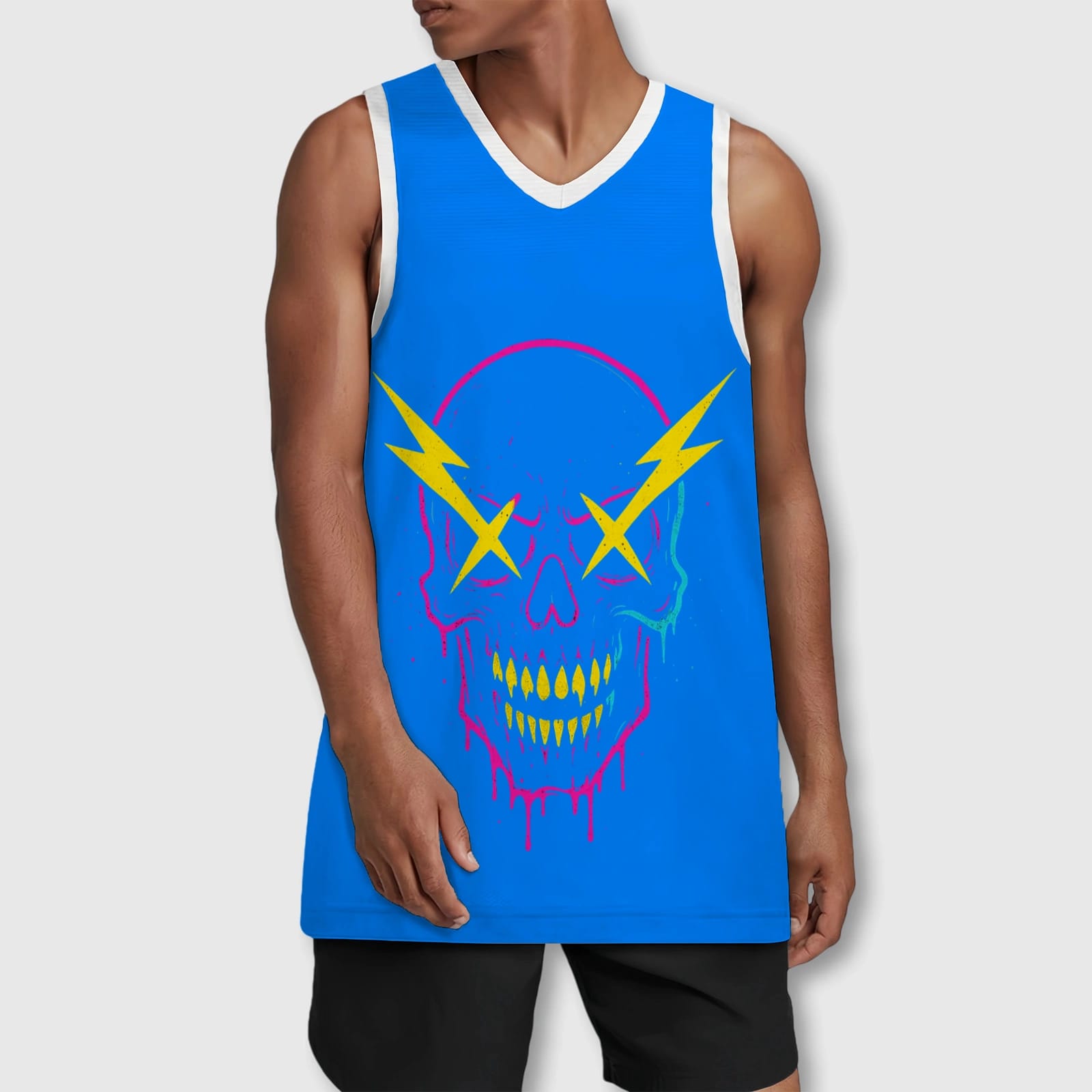 Custom Lightning Skull Basketball Jersey for Men Sports Gifts