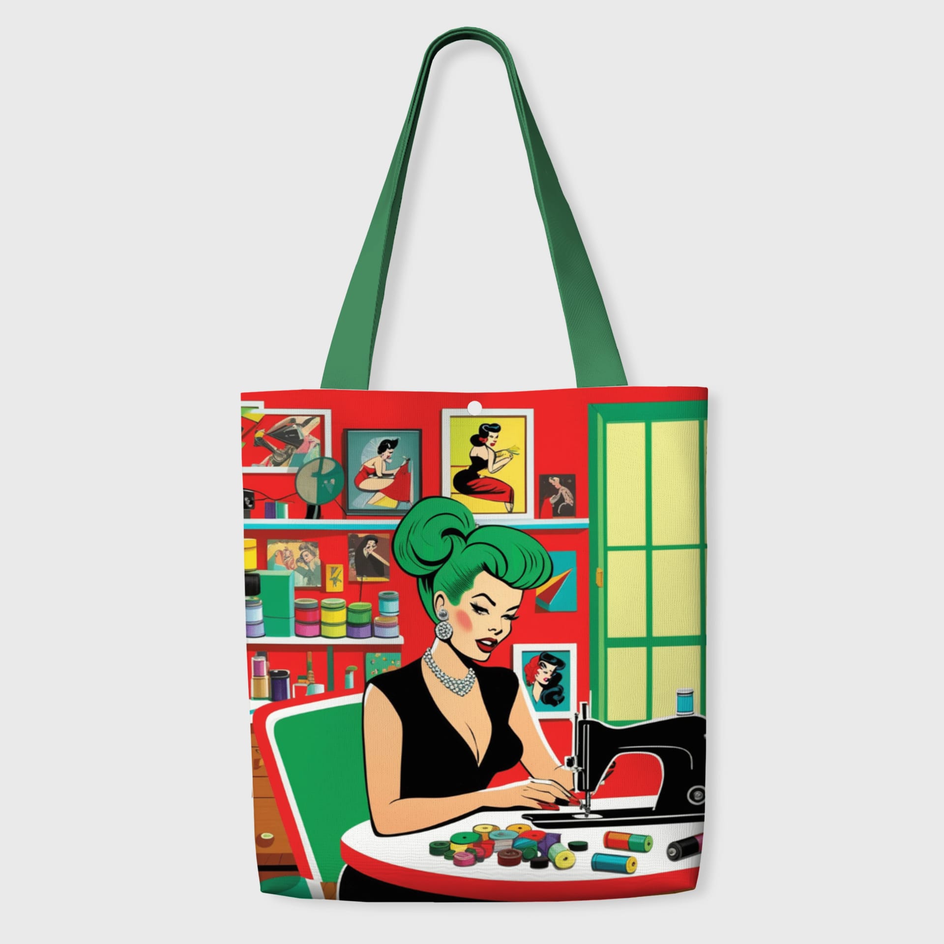 Retro Seamstress Tote Bag for Sewing Lovers Gift