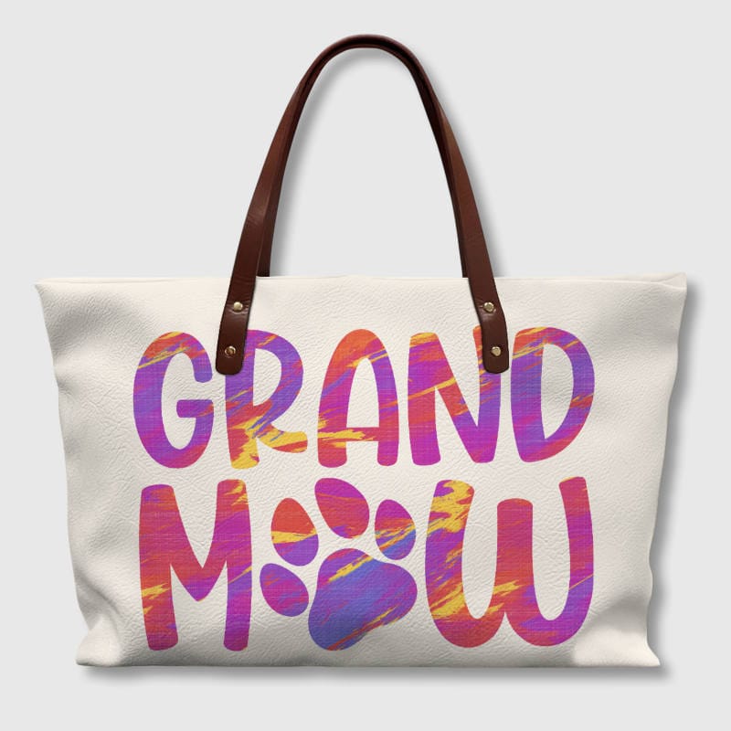 Grand Maw Paw Print Tote Bag for Cat Grandmas Daily Gift