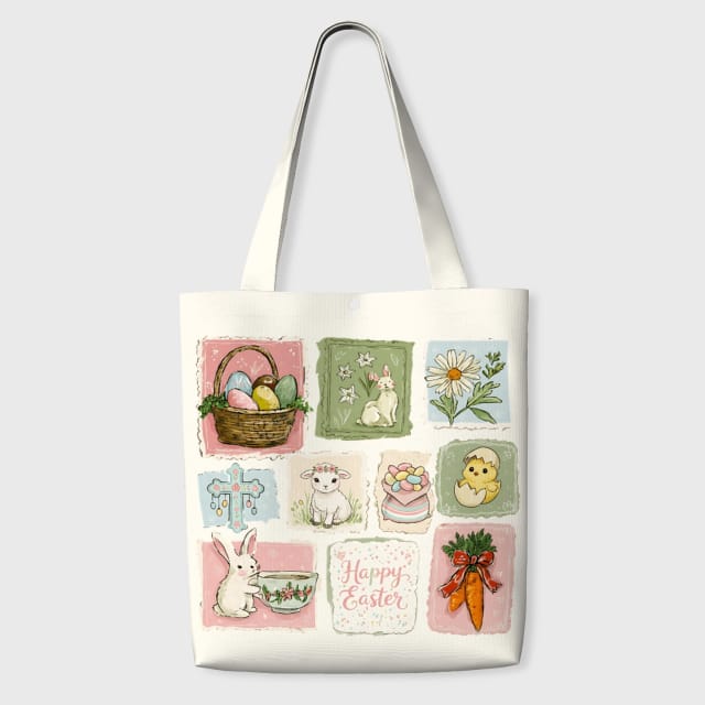 Vintage Easter Collage Tote Bag for Daily Holiday Gifting