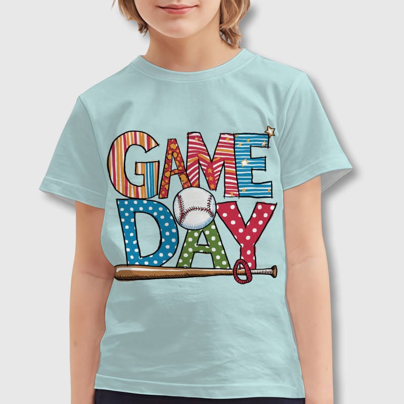 Game Day Baseball Graphic Kids Tee for Boys Girls Sports