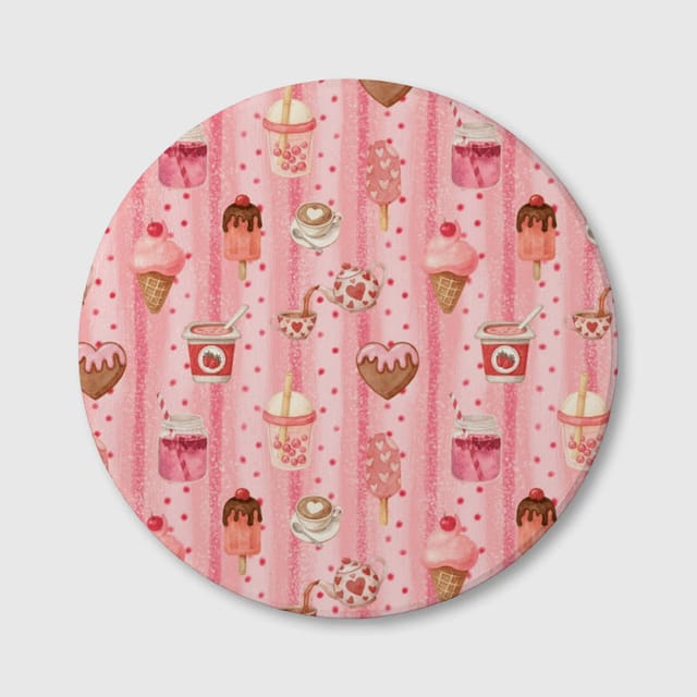 Pink Valentine Treats Ceramic Coaster for Valentine Gifts