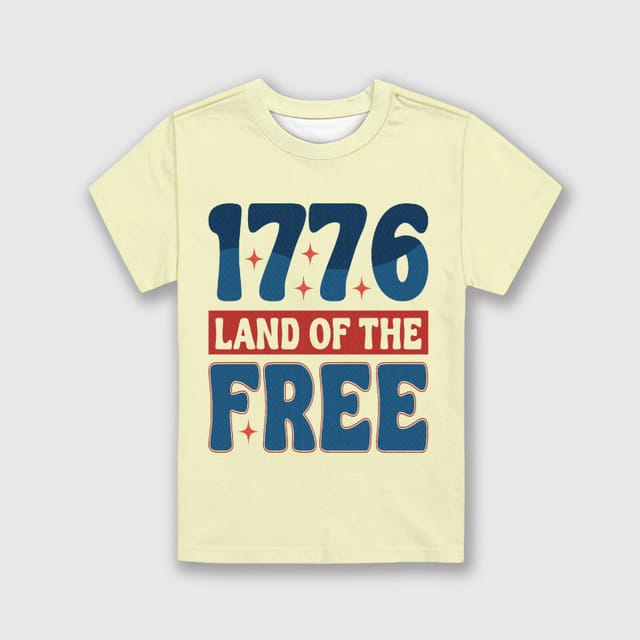 1776 Patriotic Kids Crew Neck T-Shirt for Boys Girls 4th of July